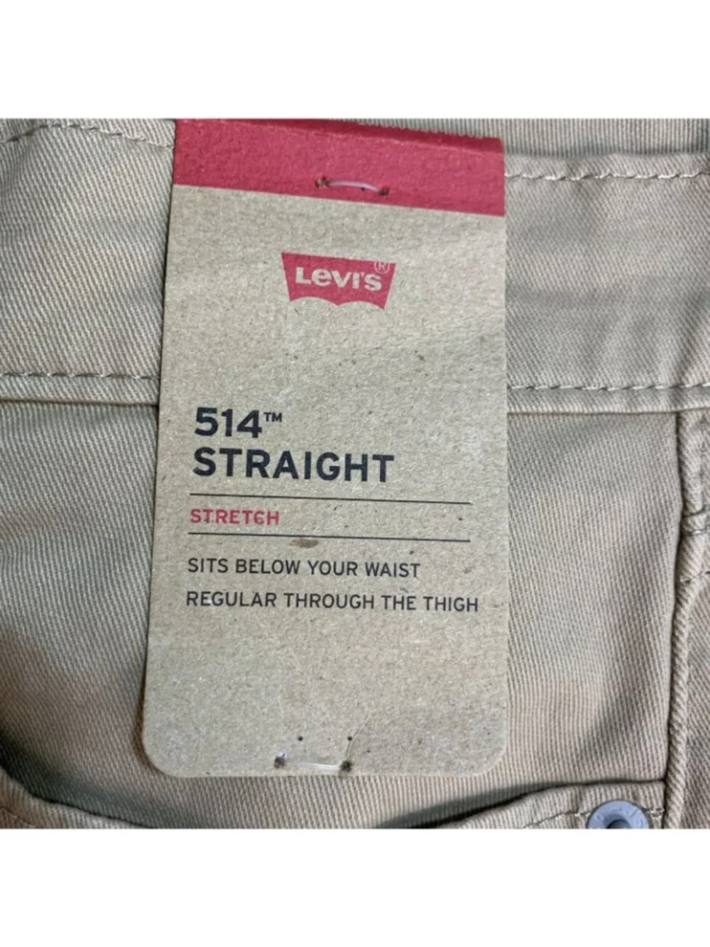 NWT Levi's 514 Straight Stretch Men's W30 L32 Khaki Chino Pants Cotton Blend